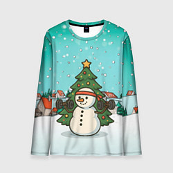 Лонгслив мужской Снеговик - Новогодний Зож, цвет: 3D-принт