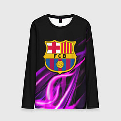 Мужской лонгслив Барселона неоновый огонь текстура