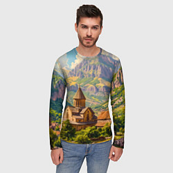 Лонгслив мужской Горный покой: храм среди облаков, цвет: 3D-принт — фото 2