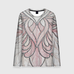 Лонгслив мужской Нежно розовый орнамент из перьев, цвет: 3D-принт