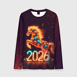 Мужской лонгслив Новогодняя мандариновая лошадь 2026