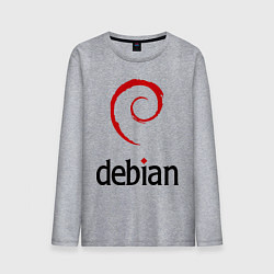 Лонгслив хлопковый мужской Debian цвета меланж — фото 1