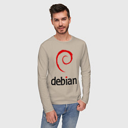 Лонгслив хлопковый мужской Debian, цвет: миндальный — фото 2