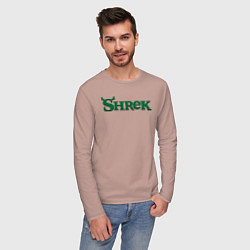 Лонгслив хлопковый мужской Shrek: Logo, цвет: пыльно-розовый — фото 2