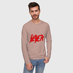 Лонгслив хлопковый мужской Slayer, цвет: пыльно-розовый — фото 2