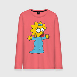 Лонгслив хлопковый мужской Maggie Simpson, цвет: коралловый