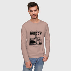 Лонгслив хлопковый мужской Moscow Kremlin 1147, цвет: пыльно-розовый — фото 2