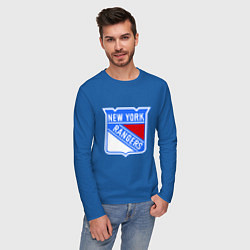 Лонгслив хлопковый мужской New York Rangers цвета синий — фото 2