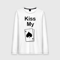 Лонгслив хлопковый мужской Kiss my card, цвет: белый