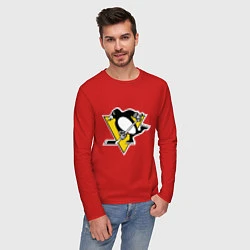 Лонгслив хлопковый мужской Pittsburgh Penguins: Malkin 71, цвет: красный — фото 2