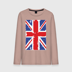 Лонгслив хлопковый мужской Британский флаг, цвет: пыльно-розовый
