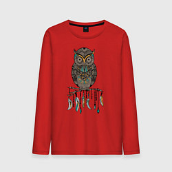 Лонгслив хлопковый мужской Сова-шаман, цвет: красный