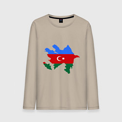 Лонгслив хлопковый мужской Azerbaijan map, цвет: миндальный