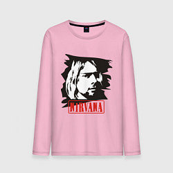 Лонгслив хлопковый мужской Nirvana: Kurt Cobain цвета светло-розовый — фото 1
