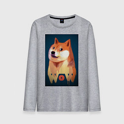 Лонгслив хлопковый мужской Wow Doge, цвет: меланж