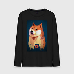 Лонгслив хлопковый мужской Wow Doge, цвет: черный