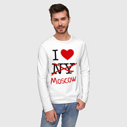 Лонгслив хлопковый мужской I love Moscow, цвет: белый — фото 2