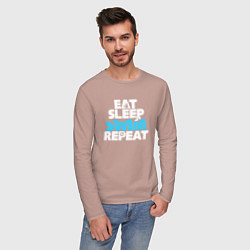 Лонгслив хлопковый мужской Eat sleep swim repeat, цвет: пыльно-розовый — фото 2