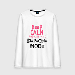 Лонгслив хлопковый мужской Keep Calm & Listen Depeche Mode цвета белый — фото 1