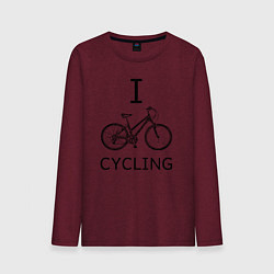 Лонгслив хлопковый мужской I love cycling, цвет: меланж-бордовый