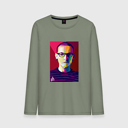Лонгслив хлопковый мужской Chester Polygons, цвет: авокадо
