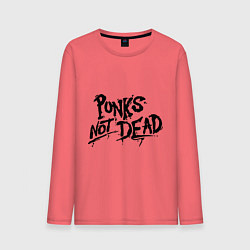 Лонгслив хлопковый мужской Punks not dead, цвет: коралловый