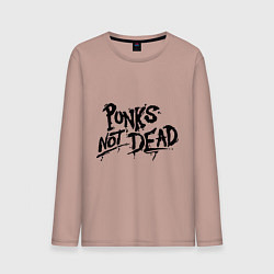 Лонгслив хлопковый мужской Punks not dead, цвет: пыльно-розовый