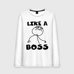 Лонгслив хлопковый мужской Like a boss, цвет: белый