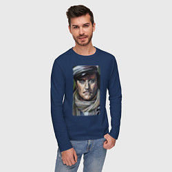 Лонгслив хлопковый мужской Остап Бендер: портрет, цвет: тёмно-синий — фото 2