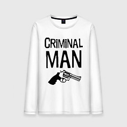 Лонгслив хлопковый мужской Criminal man, цвет: белый