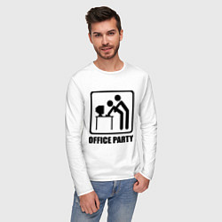 Лонгслив хлопковый мужской Office Party, цвет: белый — фото 2