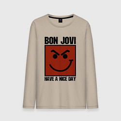 Лонгслив хлопковый мужской Bon Jovi: Have a nice day, цвет: миндальный
