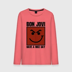 Лонгслив хлопковый мужской Bon Jovi: Have a nice day, цвет: коралловый