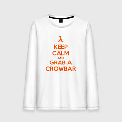 Лонгслив хлопковый мужской Keep Calm & Grab a Crowbar цвета белый — фото 1
