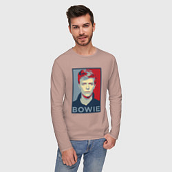 Лонгслив хлопковый мужской Bowie Poster, цвет: пыльно-розовый — фото 2