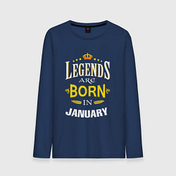 Лонгслив хлопковый мужской Legends are born in january, цвет: тёмно-синий