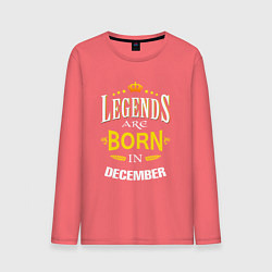 Лонгслив хлопковый мужской Legends are born in december, цвет: коралловый
