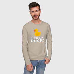 Лонгслив хлопковый мужской Sick my duck!, цвет: миндальный — фото 2
