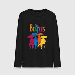 Лонгслив хлопковый мужской The beatles - umbrellas, цвет: черный