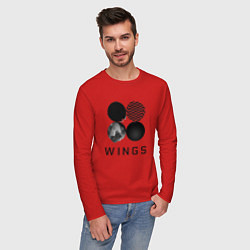 Лонгслив хлопковый мужской BTS Wings цвета красный — фото 2