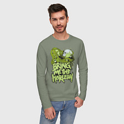 Лонгслив хлопковый мужской Bring Me The Horizon: Green Girl, цвет: авокадо — фото 2