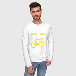 Лонгслив хлопковый мужской Pixel Bike one color, цвет: белый — фото 2
