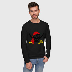 Лонгслив хлопковый мужской Пиратская футболка, цвет: черный — фото 2