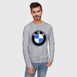 Лонгслив хлопковый мужской Logo BMW, цвет: меланж — фото 2