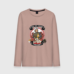 Лонгслив хлопковый мужской Махно Нестор Иванович, цвет: пыльно-розовый