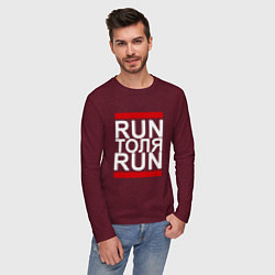 Лонгслив хлопковый мужской Run Толя Run, цвет: меланж-бордовый — фото 2