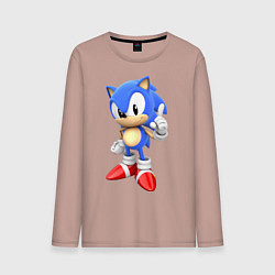 Лонгслив хлопковый мужской Classic Sonic, цвет: пыльно-розовый