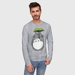 Лонгслив хлопковый мужской Totoro с зонтом, цвет: меланж — фото 2