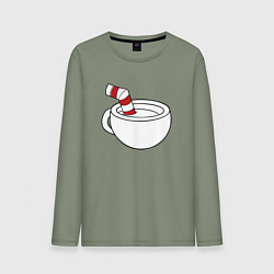 Лонгслив хлопковый мужской Red Cuphead, цвет: авокадо