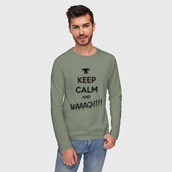 Лонгслив хлопковый мужской Keep Calm & WAAAGH, цвет: авокадо — фото 2
